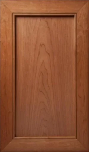 Shaker cabinet door in cherry with a flat recessed center panel